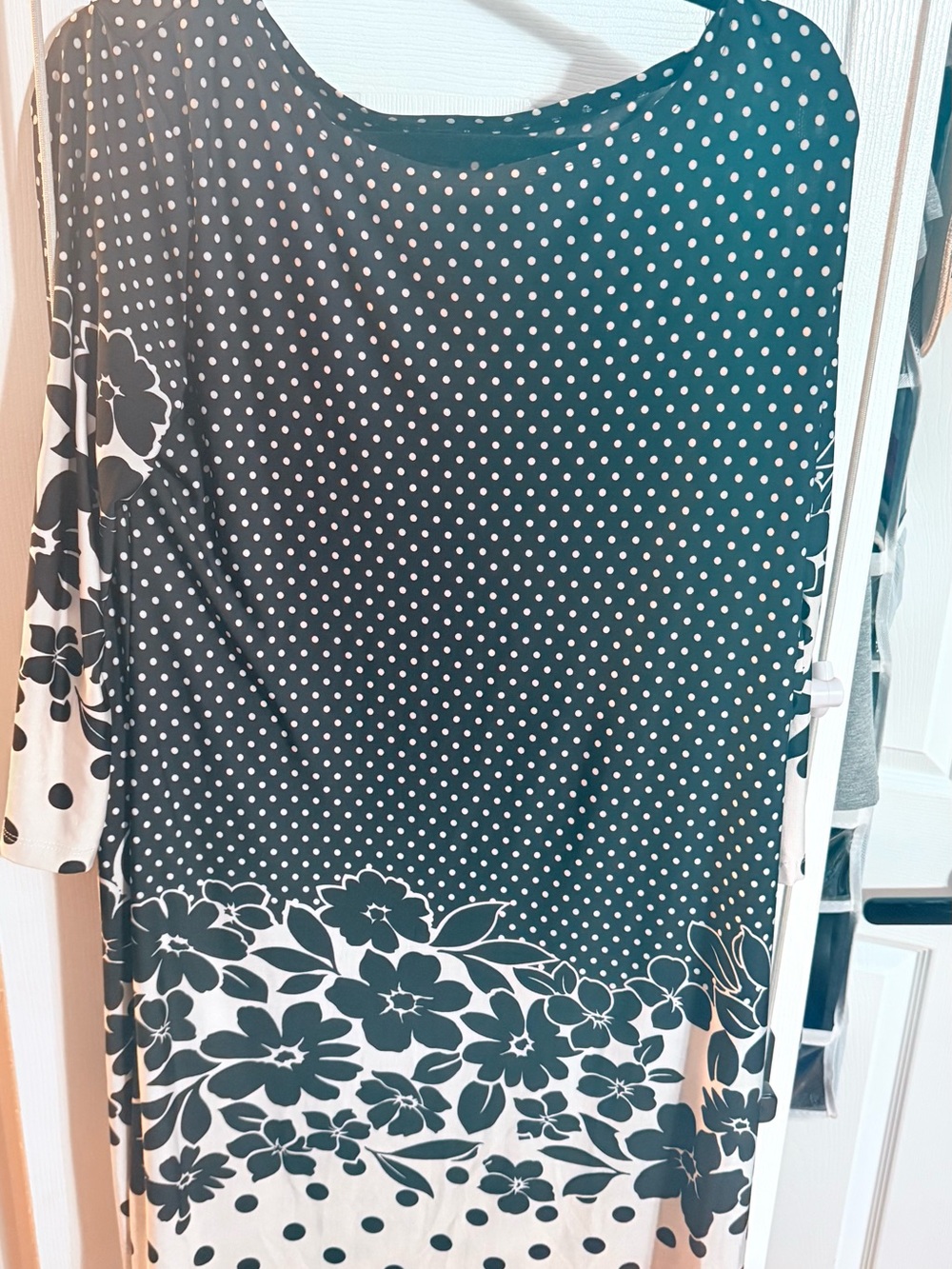 Black & White Polka Dot Floral Shift Dress